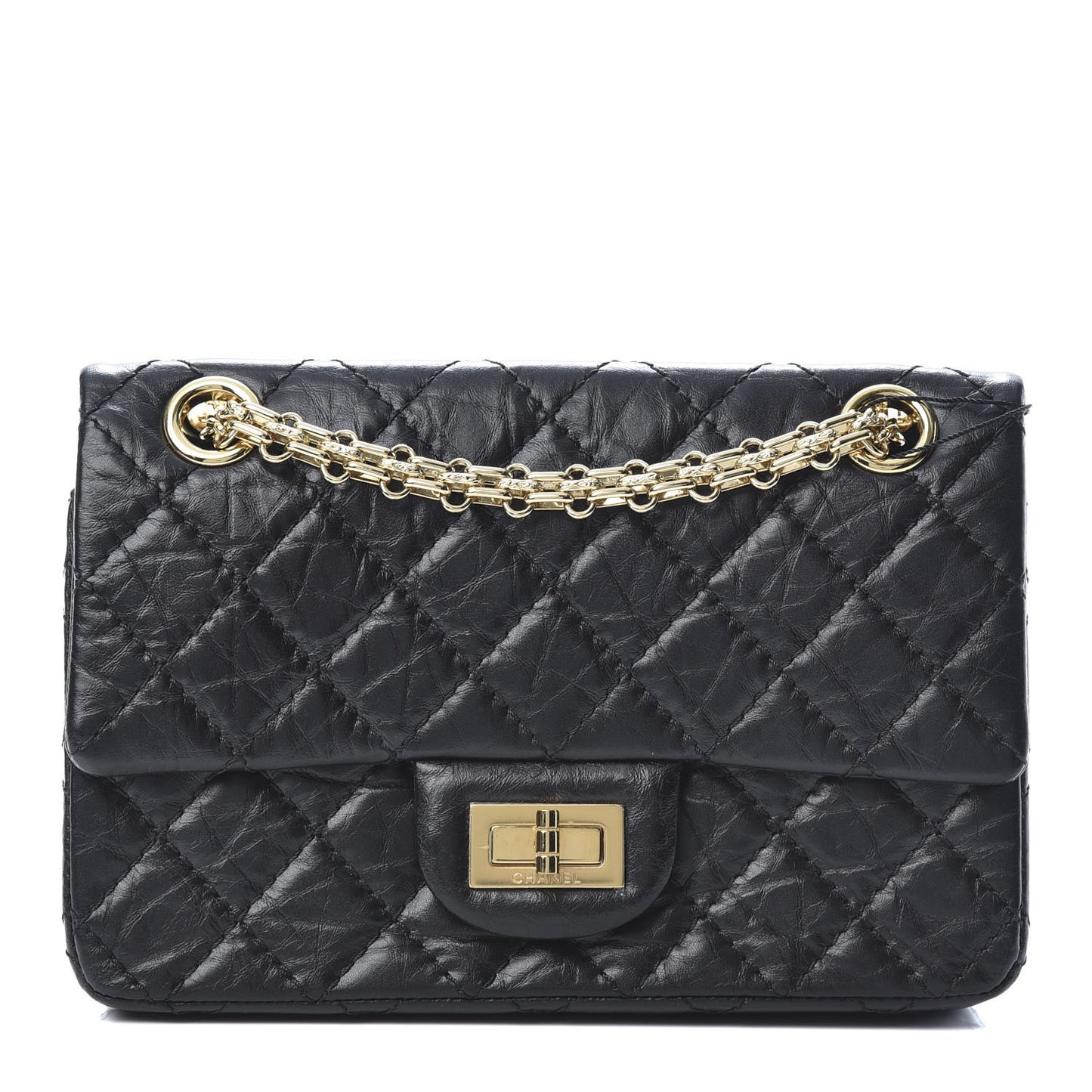 Aged Calfskin Quilted 2.55 Reissue Mini Flap Black