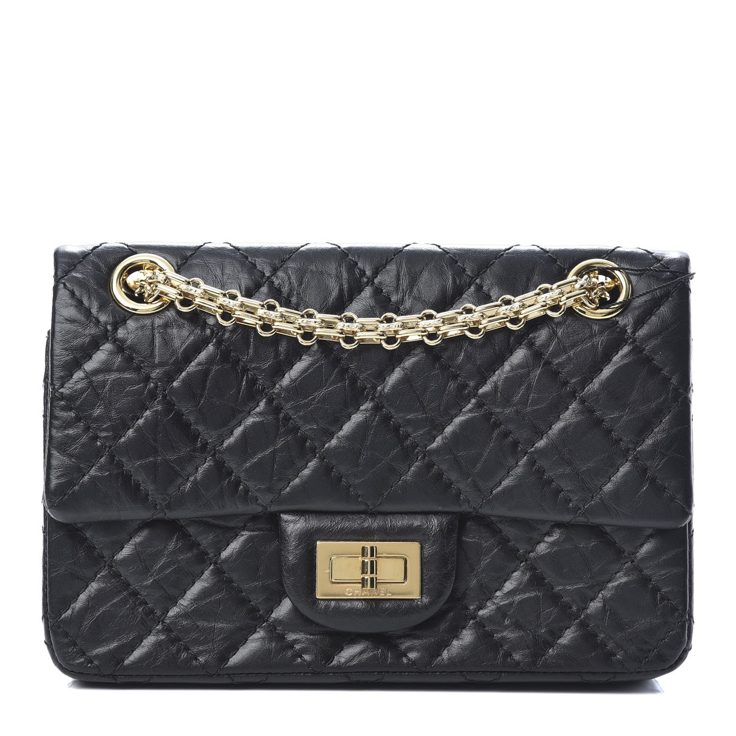Chanel Aged Calfskin Quilted 2.55 Reissue Mini Flap Black 1 of 12