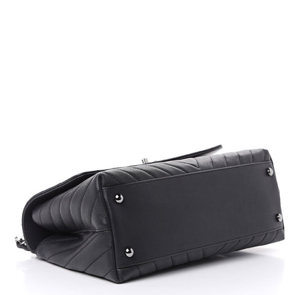 Chanel Caviar Chevron Quilted Small Coco Handle Flap Dark Grey 4 of 10