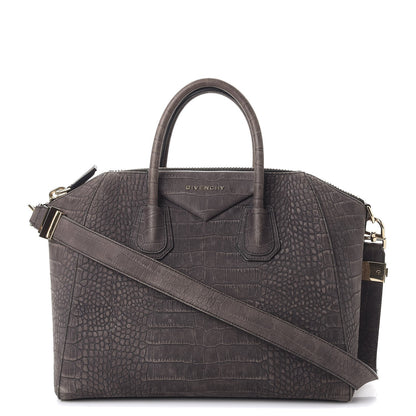 Givenchy Nubuck Crocodile Embossed Medium Antigona Washed Black 1 of 14