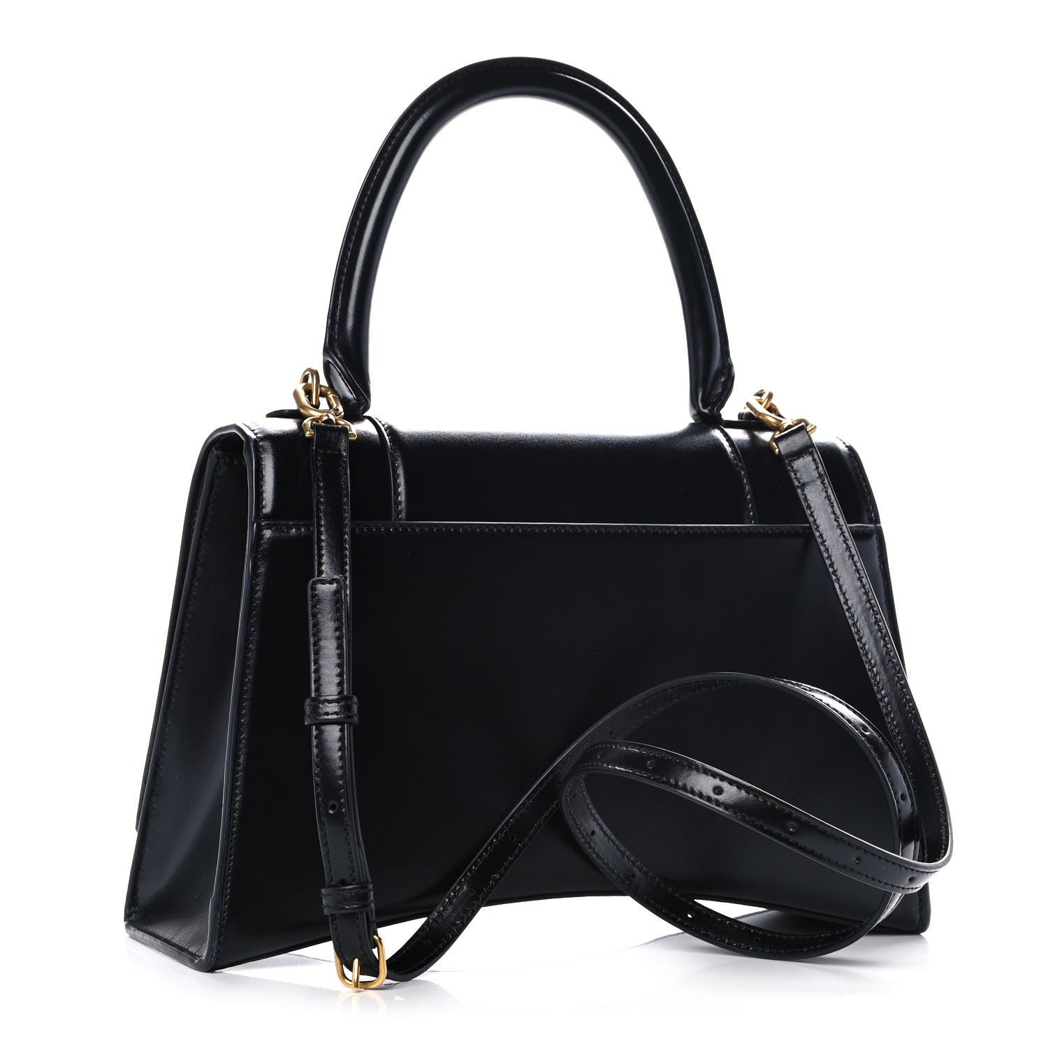 Balenciaga Shiny Box Calfskin Medium Hourglass Top Handle Bag Black 3 of 12