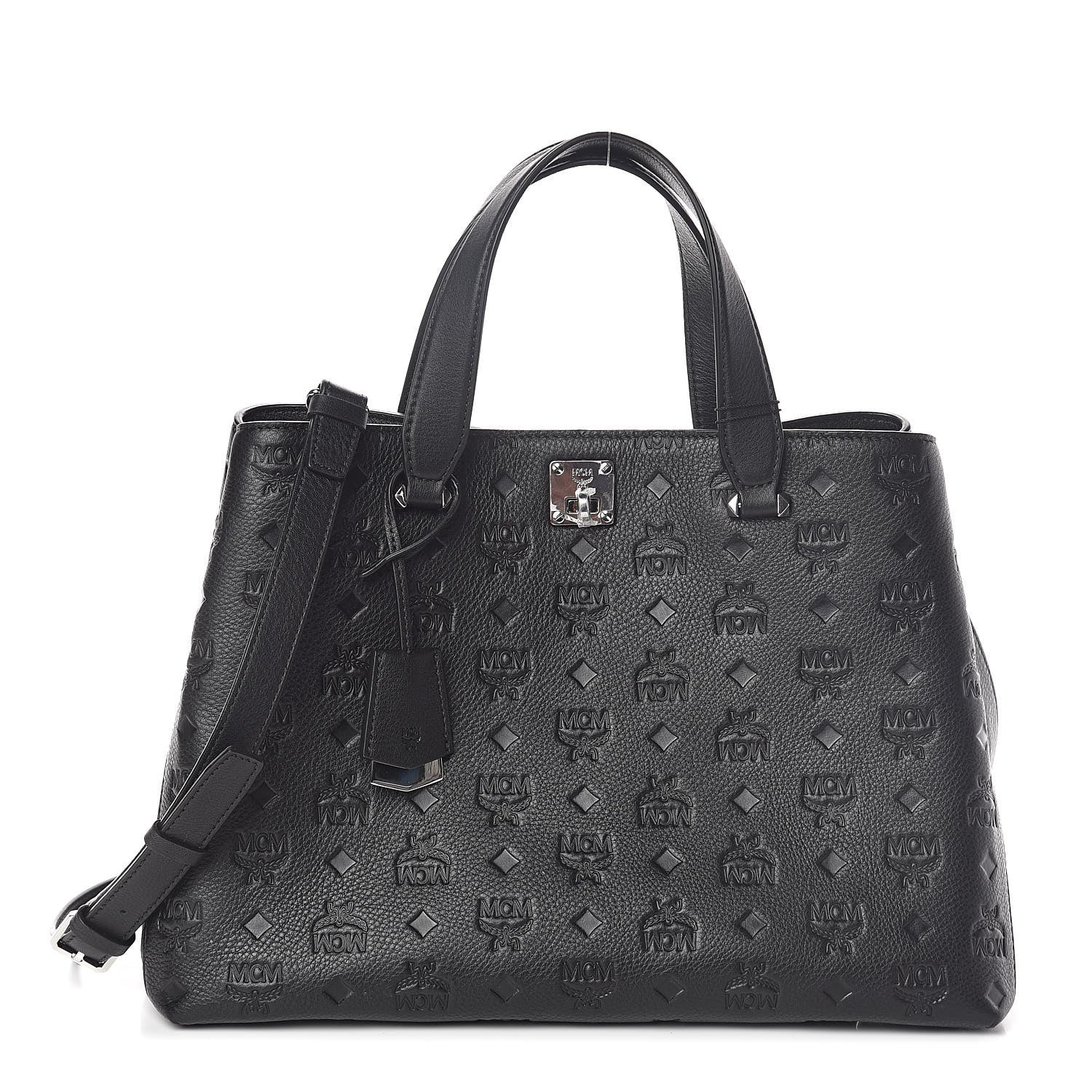 MCM Calfskin Ottomar Monogram Large Essential Tote Black 1 of 9