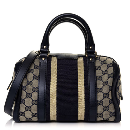 Gucci Monogram Vintage Web Small Boston Navy 1 of 18