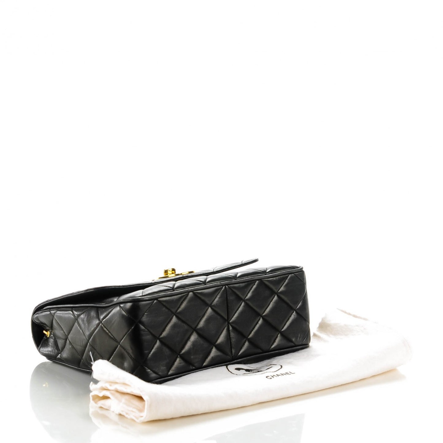 Lambskin Quilted Medium Single Flap Black
