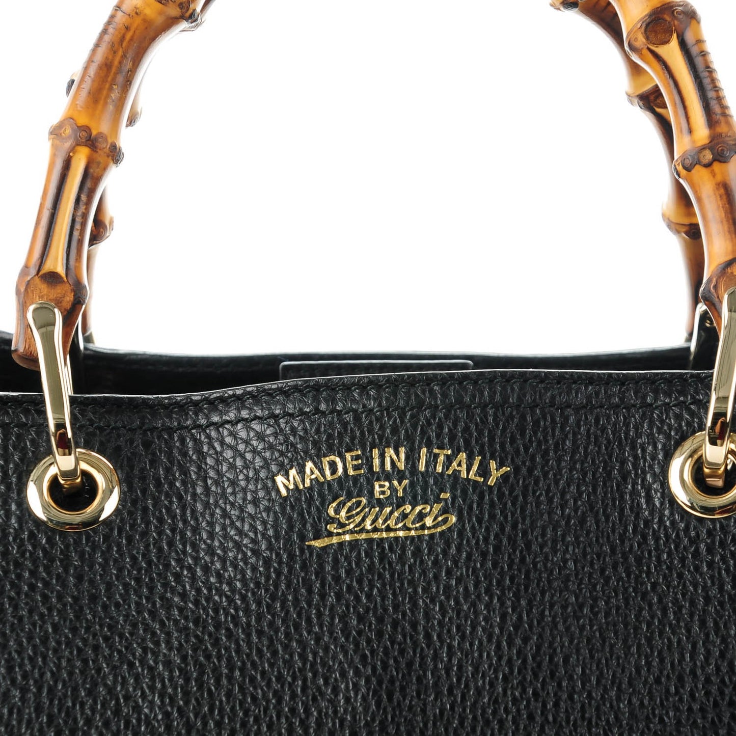 Pebbled Calfskin Medium Bamboo Shopper Tote Black