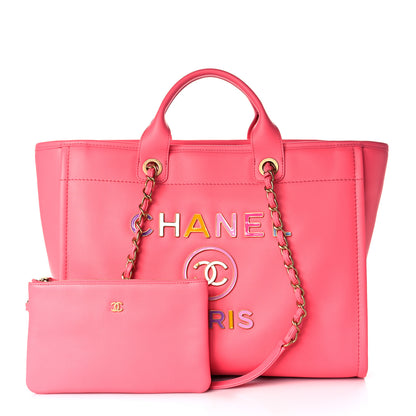 Chanel Calfskin Medium Deauville Tote Coral Pink 2 of 11