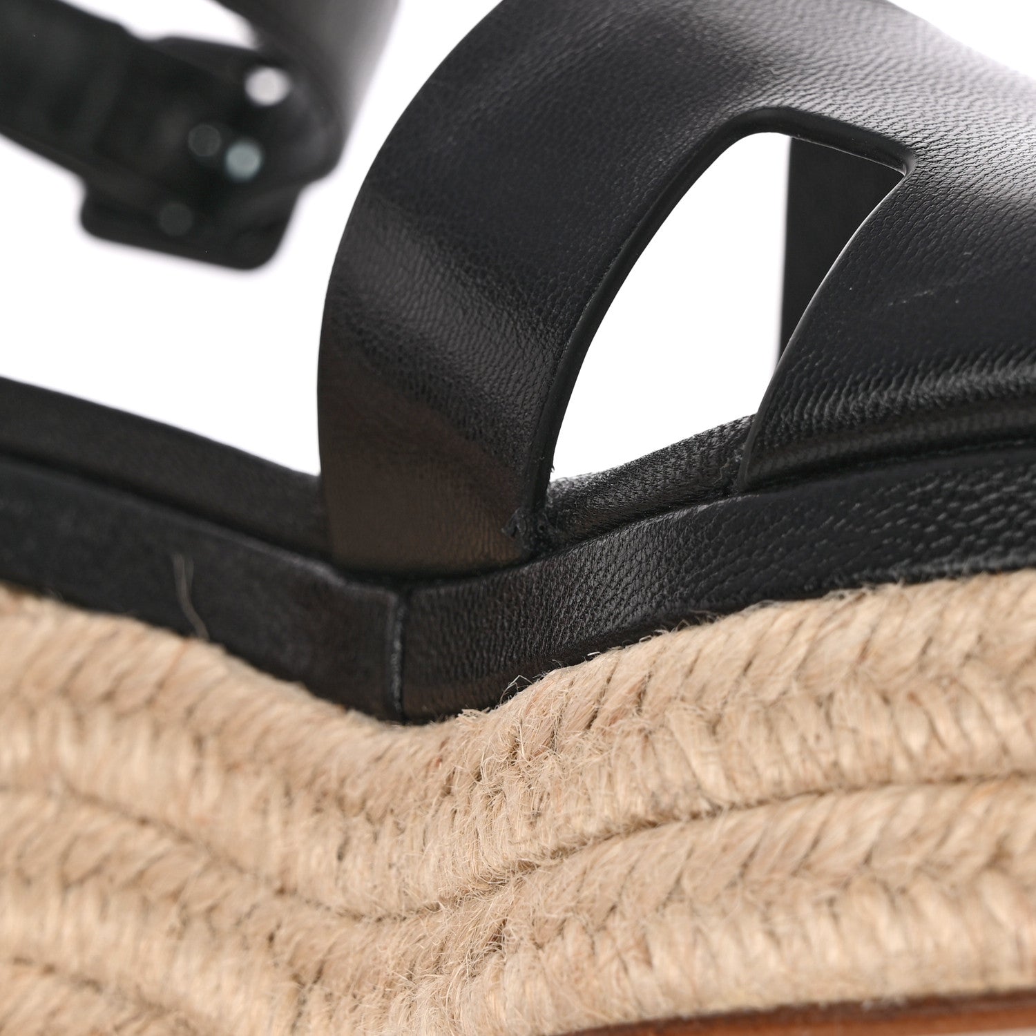 Hermes Goatskin Elda Espadrille Wedge Sandals 39 Black 13 of 17