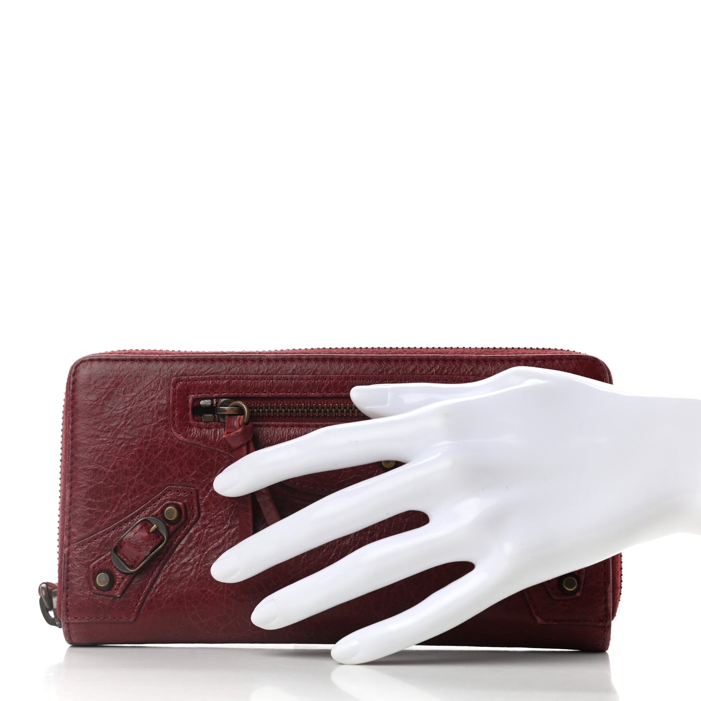 Agneau Classic Hardware Continental Zip Around Wallet Rouge Cerise