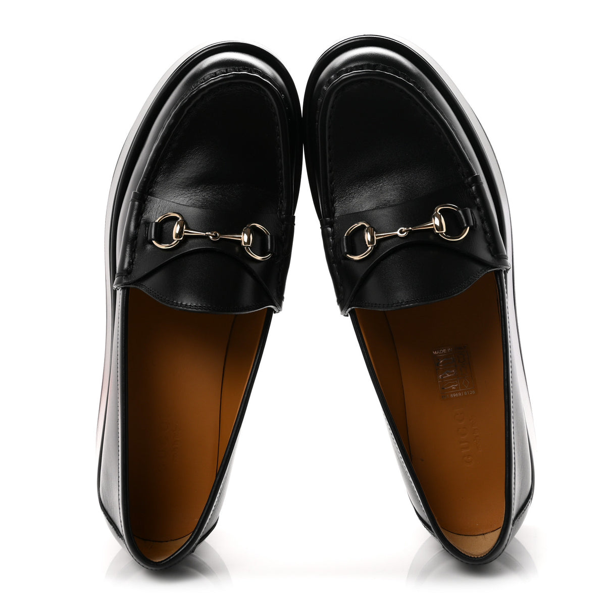 Gucci Kama Calfskin Horsebit Womens Wedge Platform Loafers 38.5 Black 7 of 10