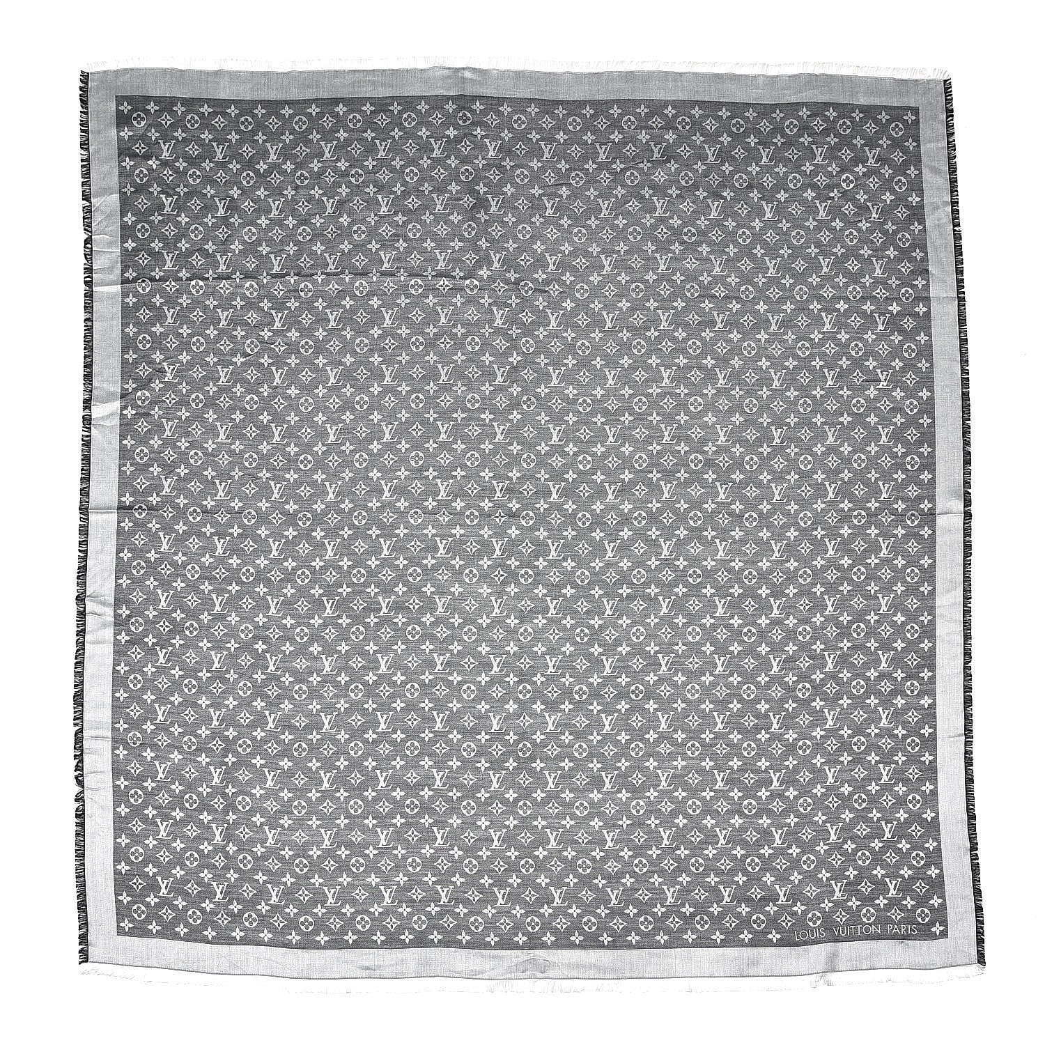 Louis Vuitton Wool Silk Monogram Denim Shawl Black 2 of 5