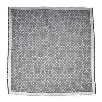 Louis Vuitton Wool Silk Monogram Denim Shawl Black 2 of 5