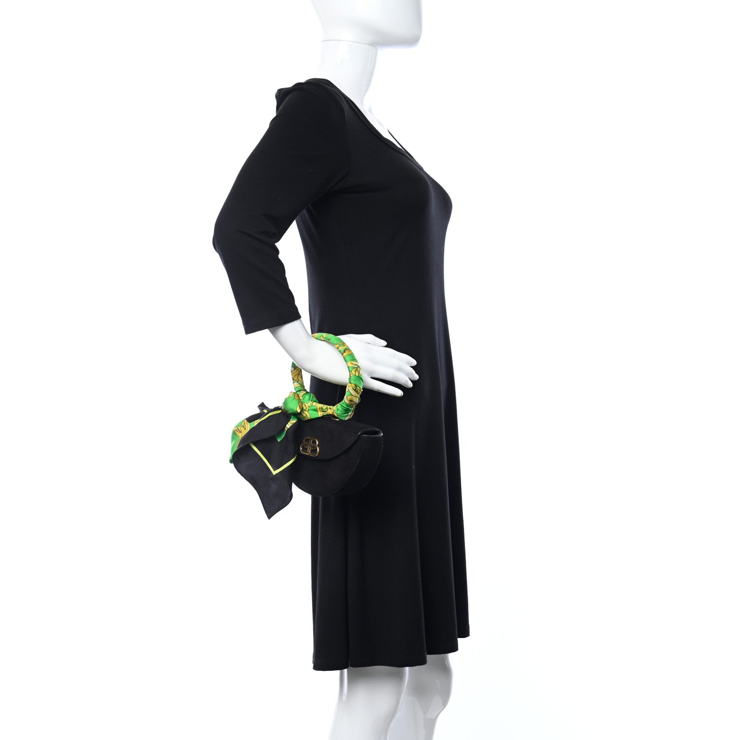 Balenciaga Suede Opera Clutch Bag Black 2 of 9