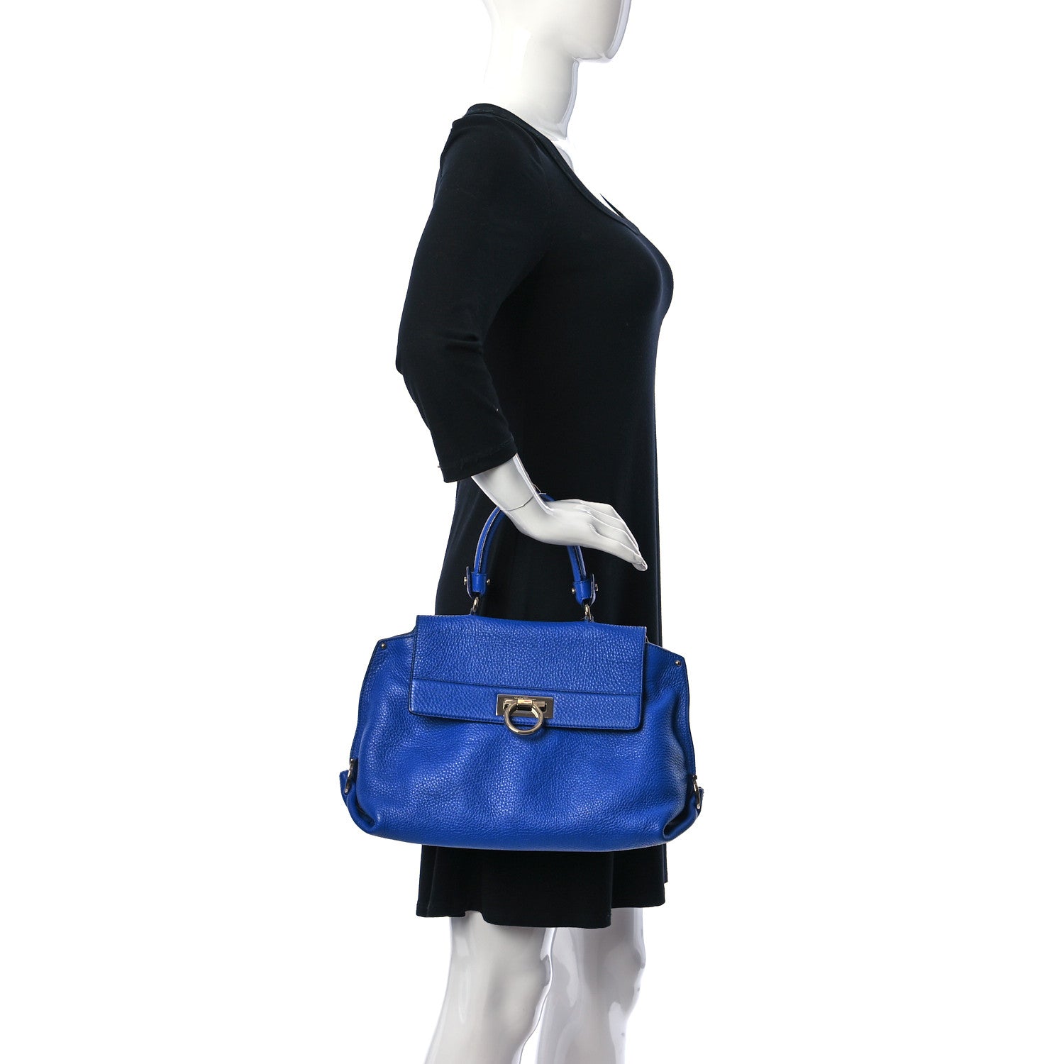 Salvatore Ferragamo Grained Calfskin Sofia Satchel Blue 2 of 10