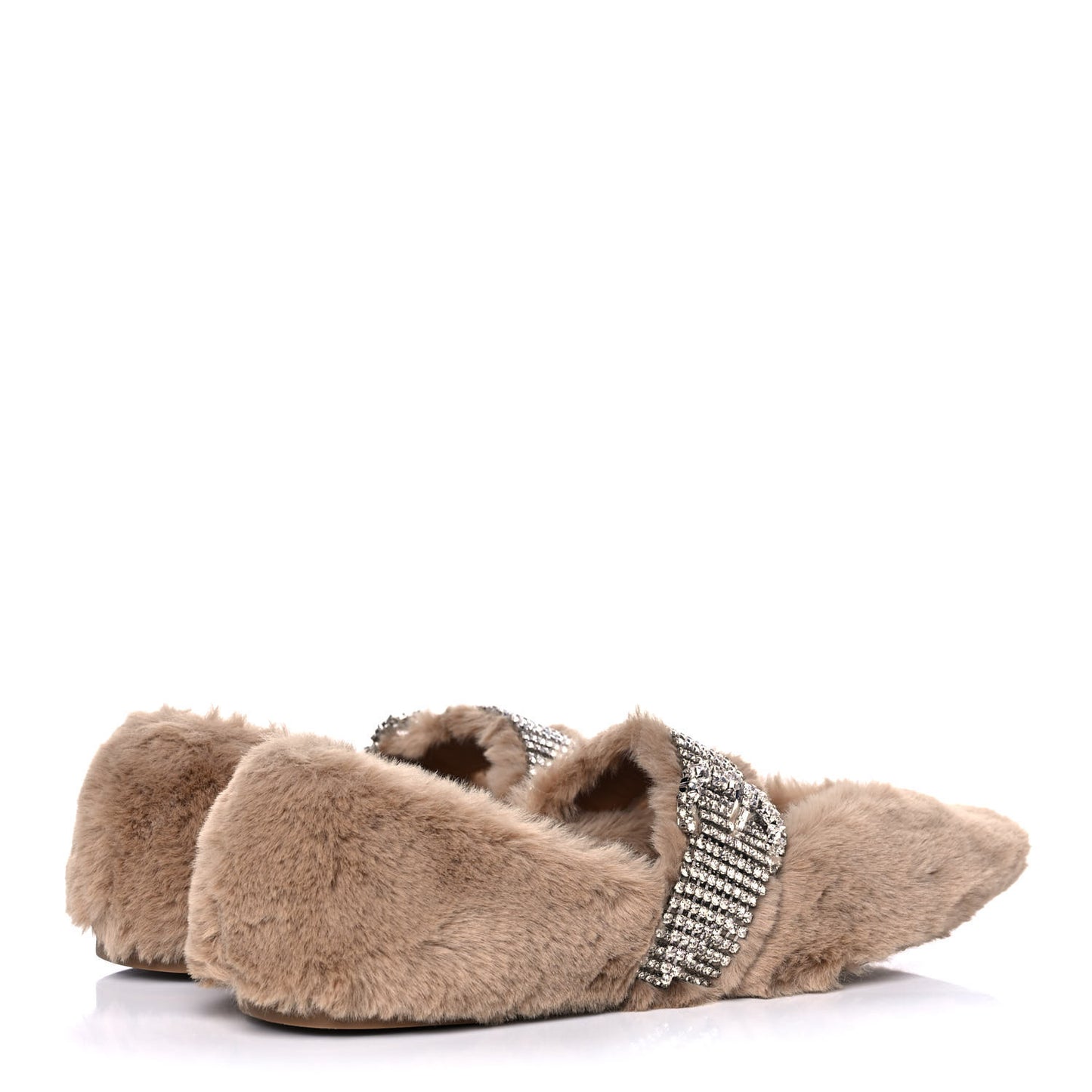 Faux Fur Crystal Krista Flats 41 Teddy