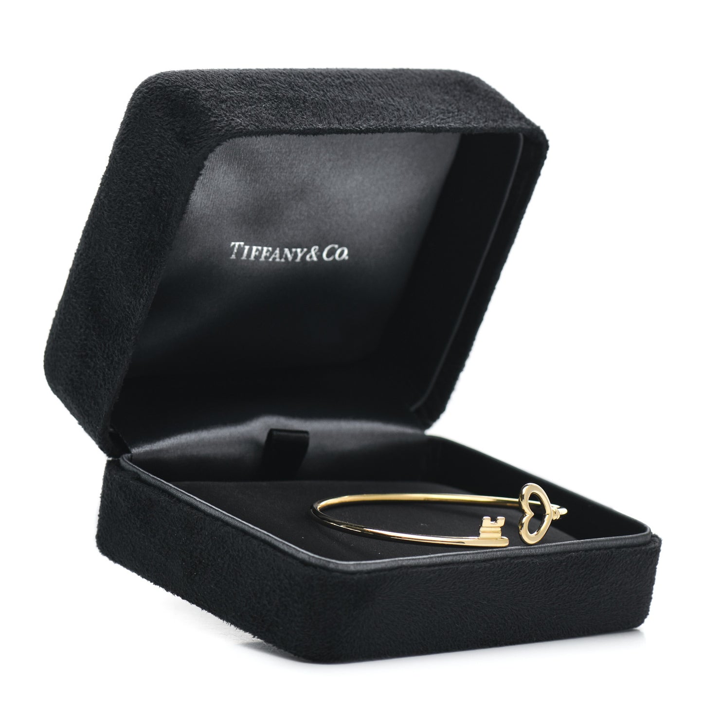 18K Yellow Gold Wire Heart Key Bracelet