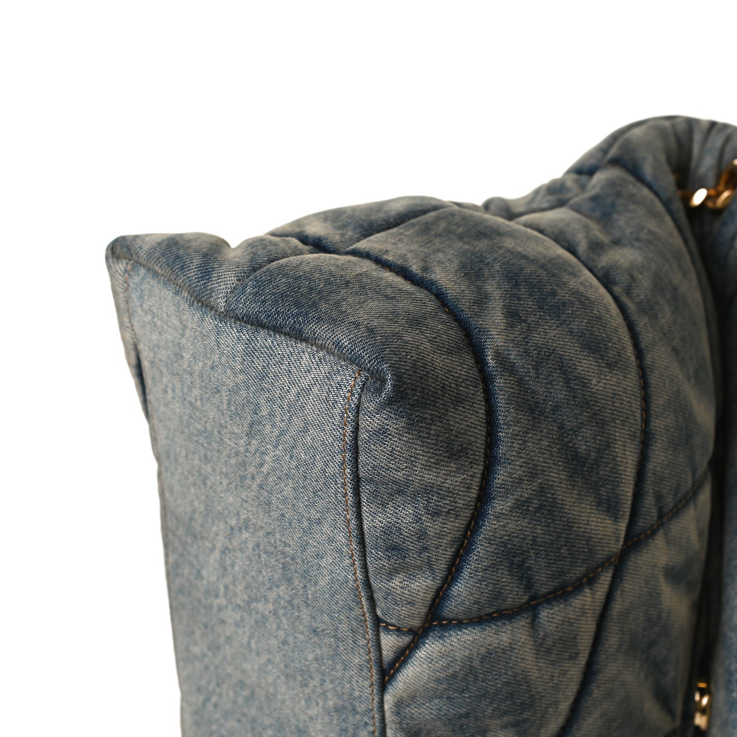 Saint Laurent Denim Quilted Medium Loulou Puffer Monogram Chain Satchel Blue Cinnamon 13 of 13