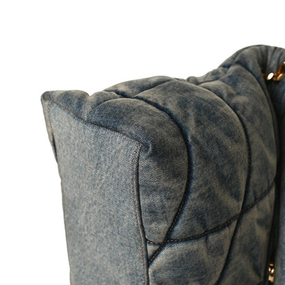 Saint Laurent Denim Quilted Medium Loulou Puffer Monogram Chain Satchel Blue Cinnamon 13 of 13
