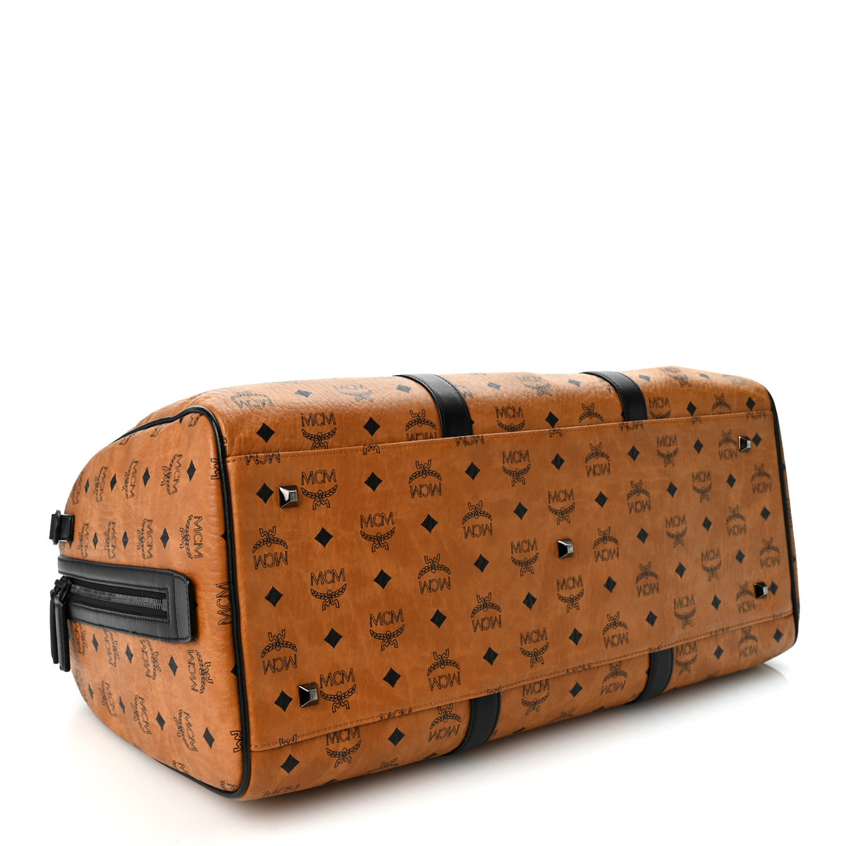 MCM Visetos Ottomar Weekender Duffle Bag Cognac Black 3 of 9