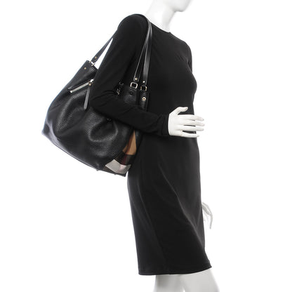 Burberry Grainy Calfskin House Check Medium Maidstone Black 2 of 8