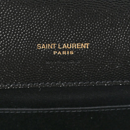 Saint Laurent Grain De Poudre Matelasse Chevron Monogram Envelope Clutch Black 7 of 9