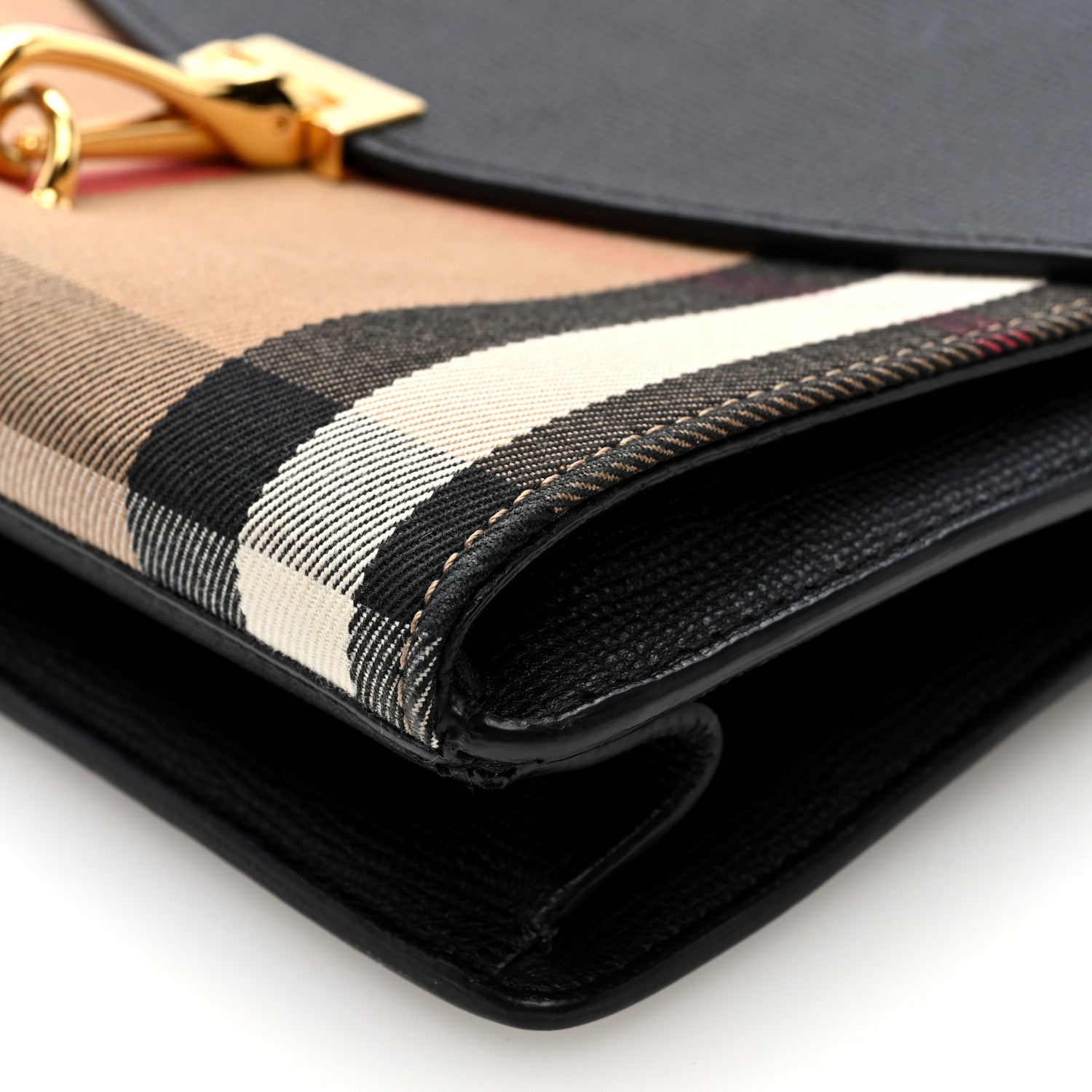 Burberry Derby Calfskin House Check Small Macken Crossbody Bag Black 10 of 10