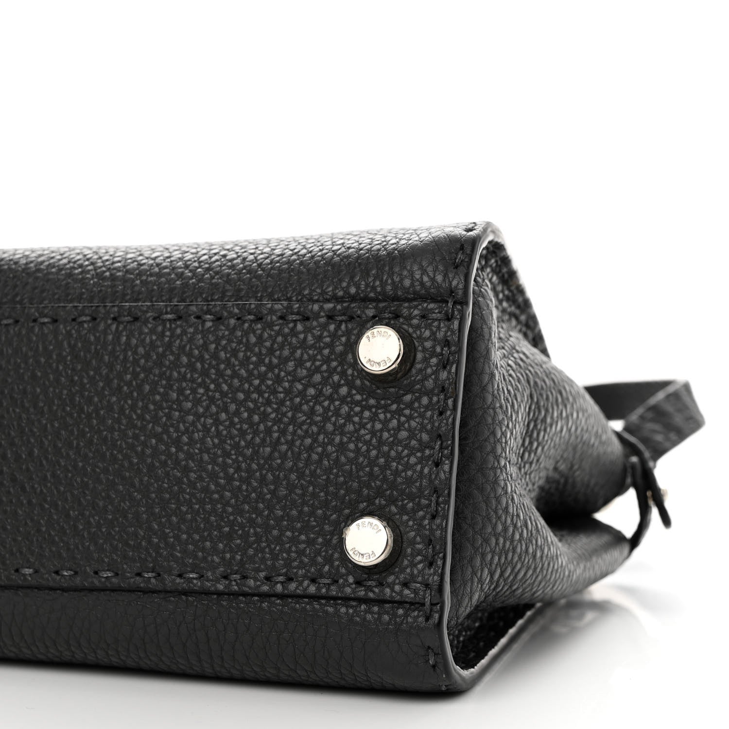 Fendi Cuoio Romano Selleria Bi-Color Mini Peekaboo Iconic Satchel Asfalto Latte 8 of 11