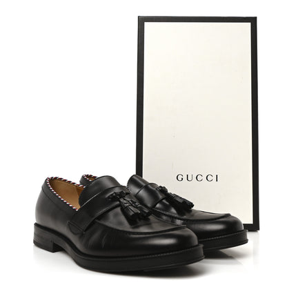 Gucci Calfskin Sylvie Web Tassel Mens Loafers 9 Black 9 of 9
