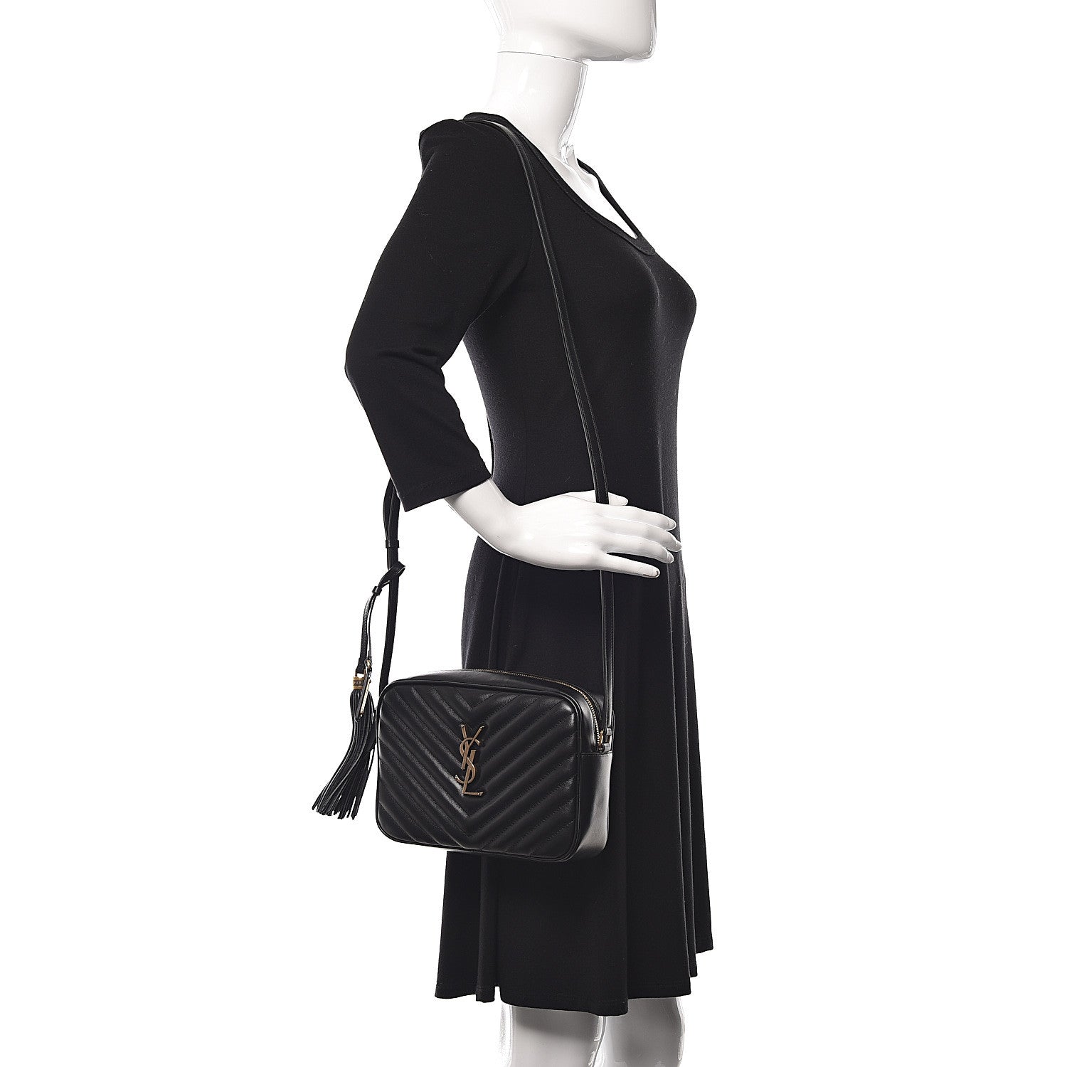 Saint Laurent Calfskin Matelasse Monogram Lou Camera Bag Black 2 of 9