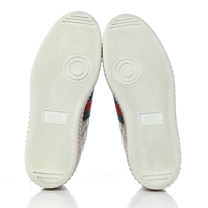 Gucci Laminated Nappa Crystal Web Bee Embroidered Trapuntata Womens Ace Platform Sneakers 36.5 Argento 5 of 21