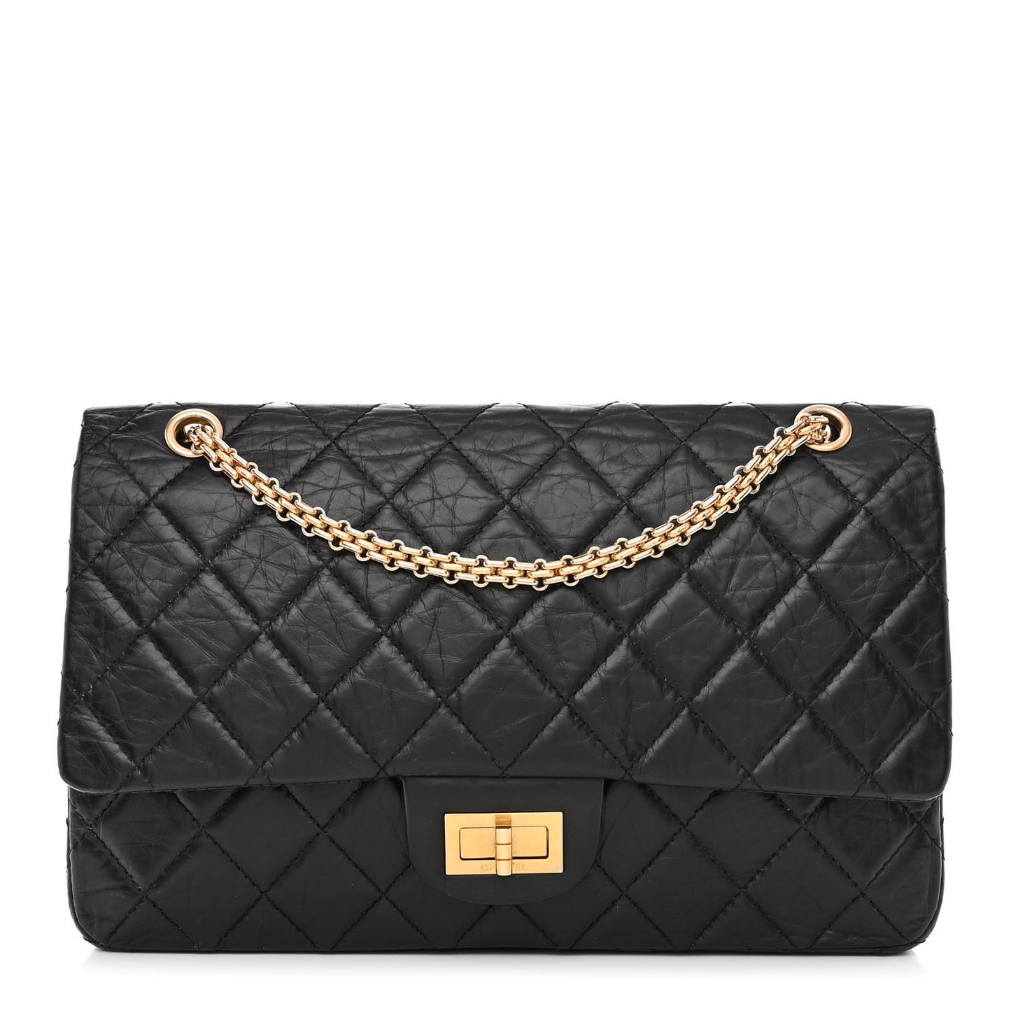 Aged Calfskin Quilted 50th Anniversary 2.55 Reissue 227 Flap Black