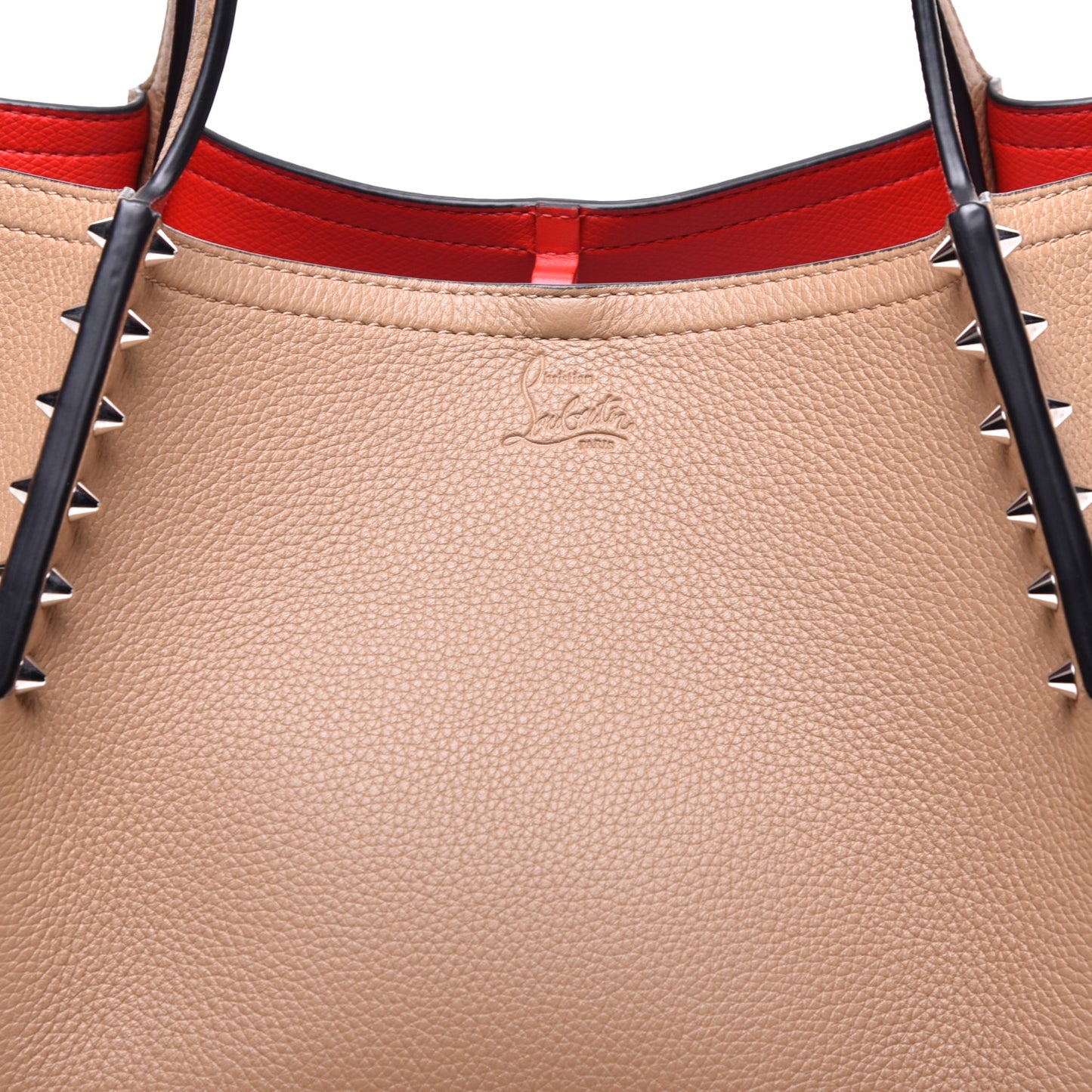 Calfskin Large Cabarock Spikes Tote Nude