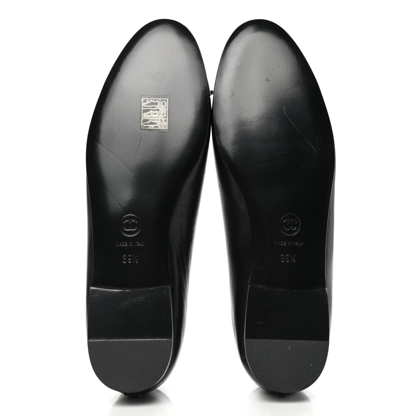 Lambskin Patent Cap Toe Ballerina Flats 39.5 Black