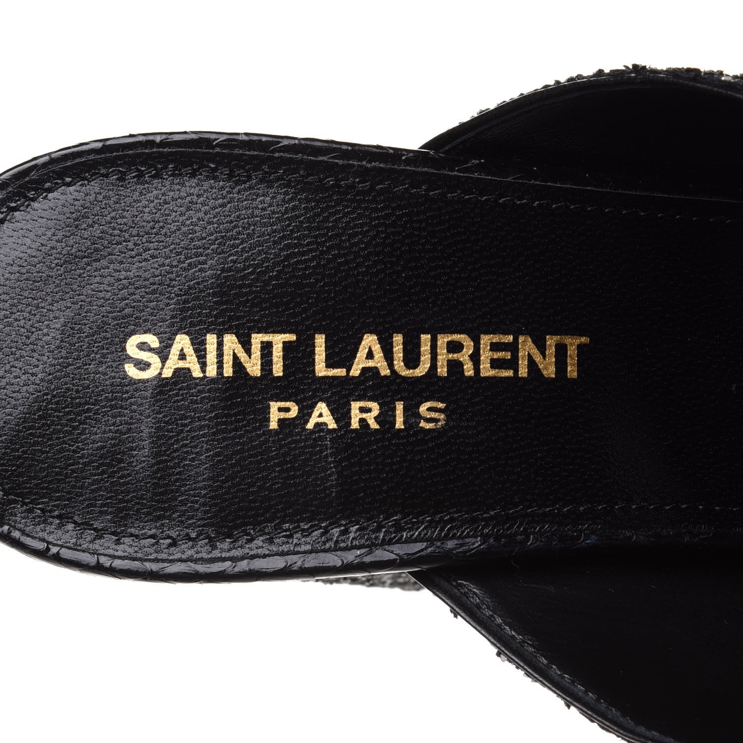 Saint Laurent Glitter LouLou 70 Mule Sandals 39.5 Black 6 of 9