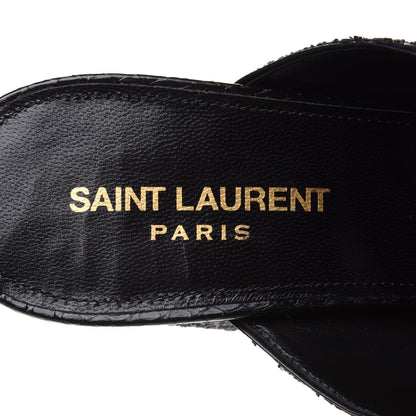 Saint Laurent Glitter LouLou 70 Mule Sandals 39.5 Black 6 of 9