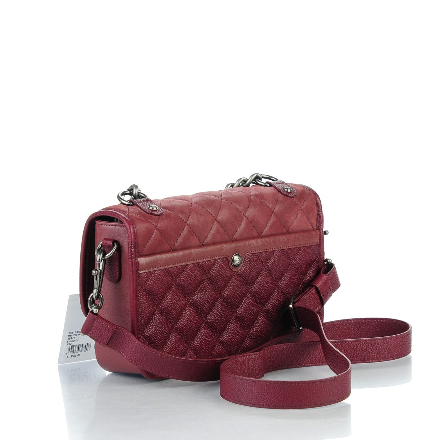 Chanel Nubuck Caviar Quilted Medium Daily Carry Messenger Burgundy 3 of 8