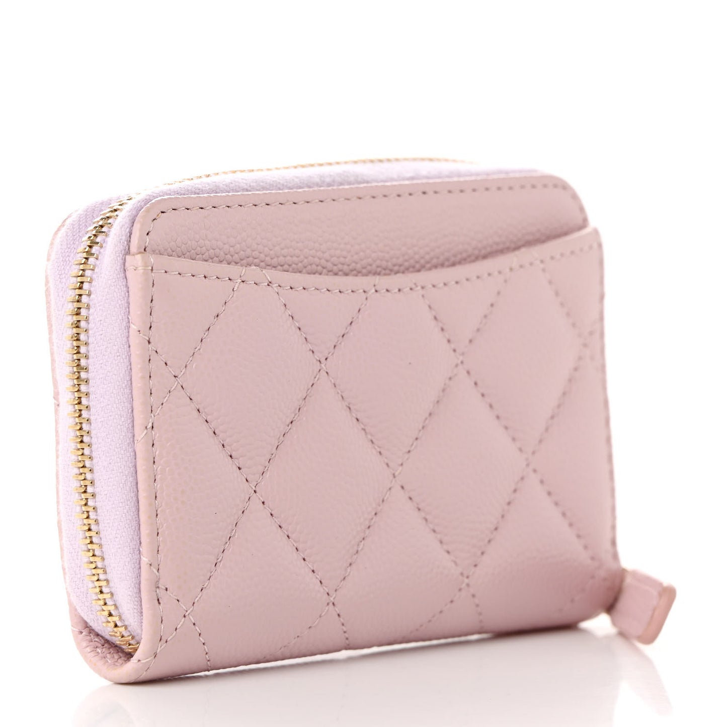 Caviar Quilted Zip Coin Purse Light Pink