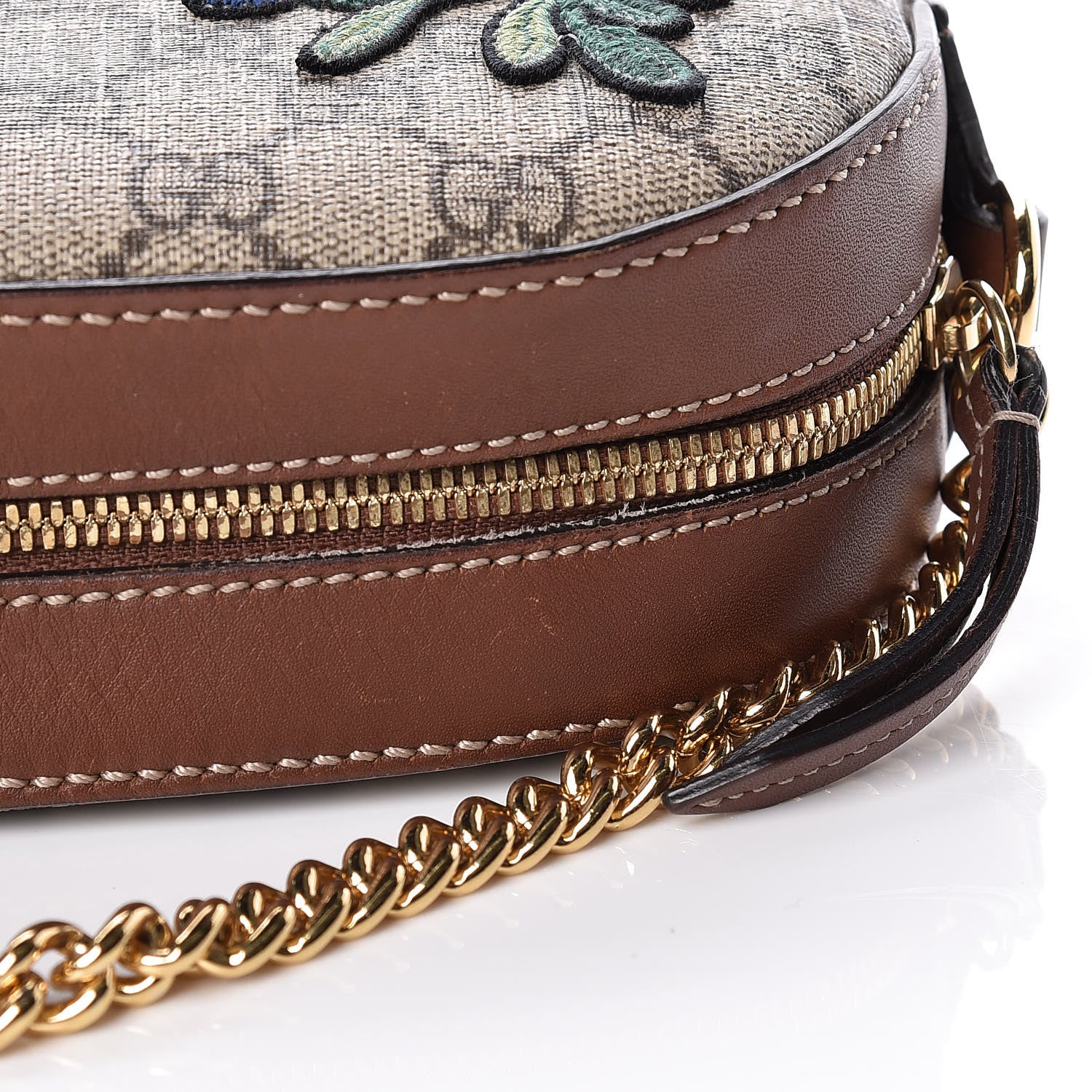 Gucci GG Supreme Monogram Floral Embroidered Mini Chain Shoulder Bag Beige Tuscany 13 of 17