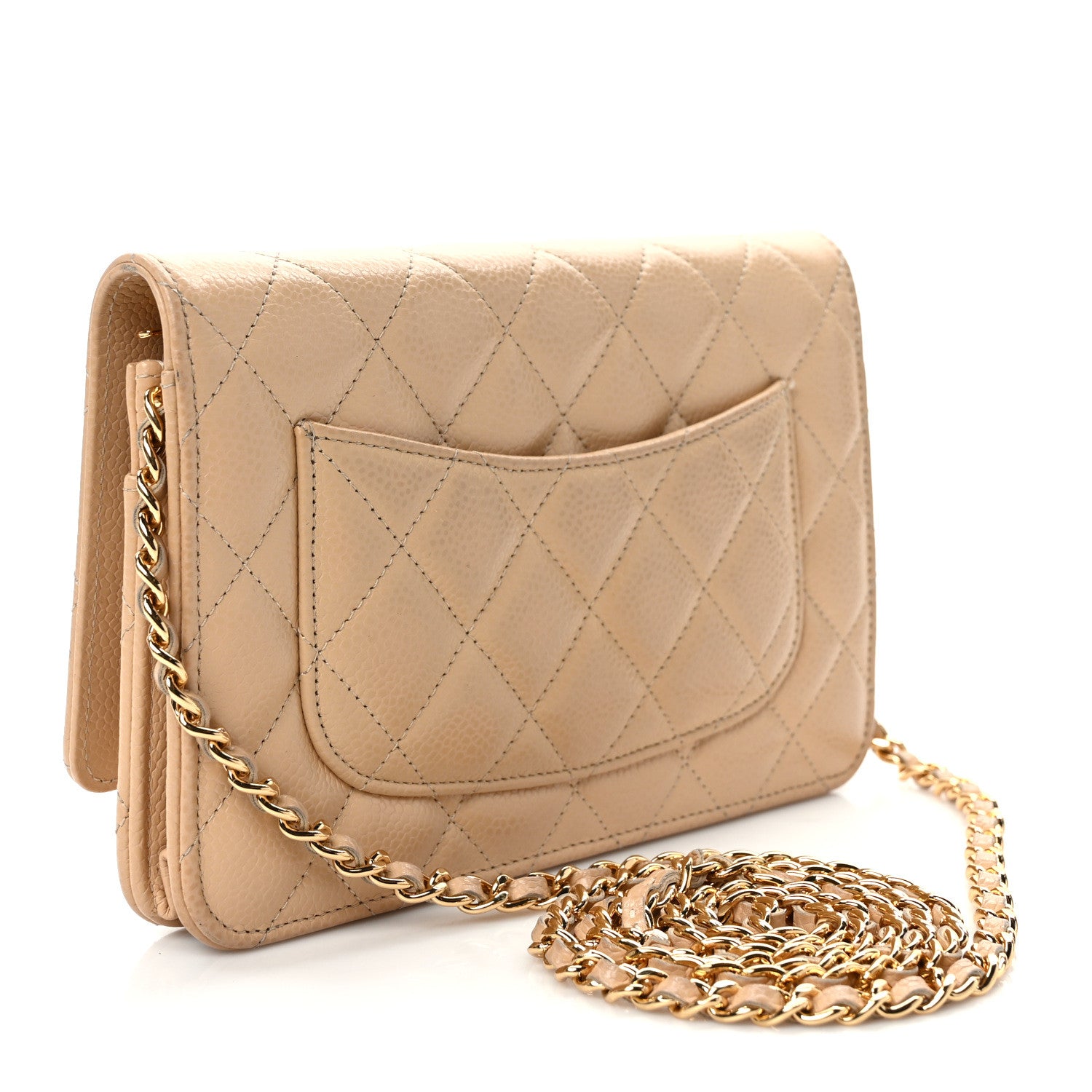 Chanel Caviar Quilted Wallet on Chain WOC Dark Beige 3 of 10