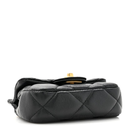 Chanel Calfskin Quilted Lady Handle Flap Card Holder With Chain Black 4 of 12