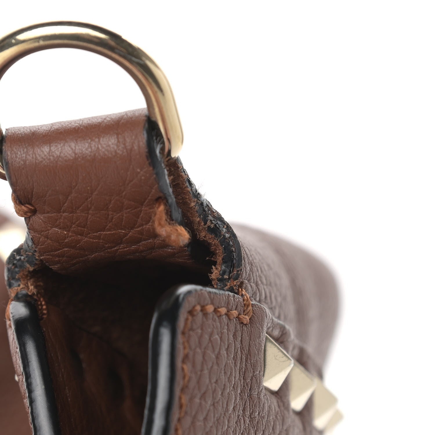 Valentino Garavani Pebbled Calfskin Small Rockstud Flip-Lock Messenger Bag Bright Cognac 10 of 13