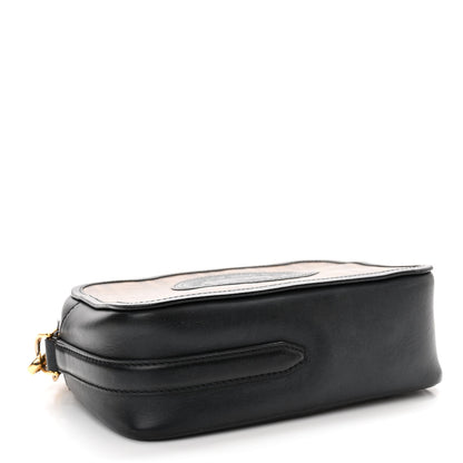 Fendi Glazed Fabric Vitello Century F is Fendi FF 1974 Stamp Patch Camera Case Mogano Panna Black 4 of 18