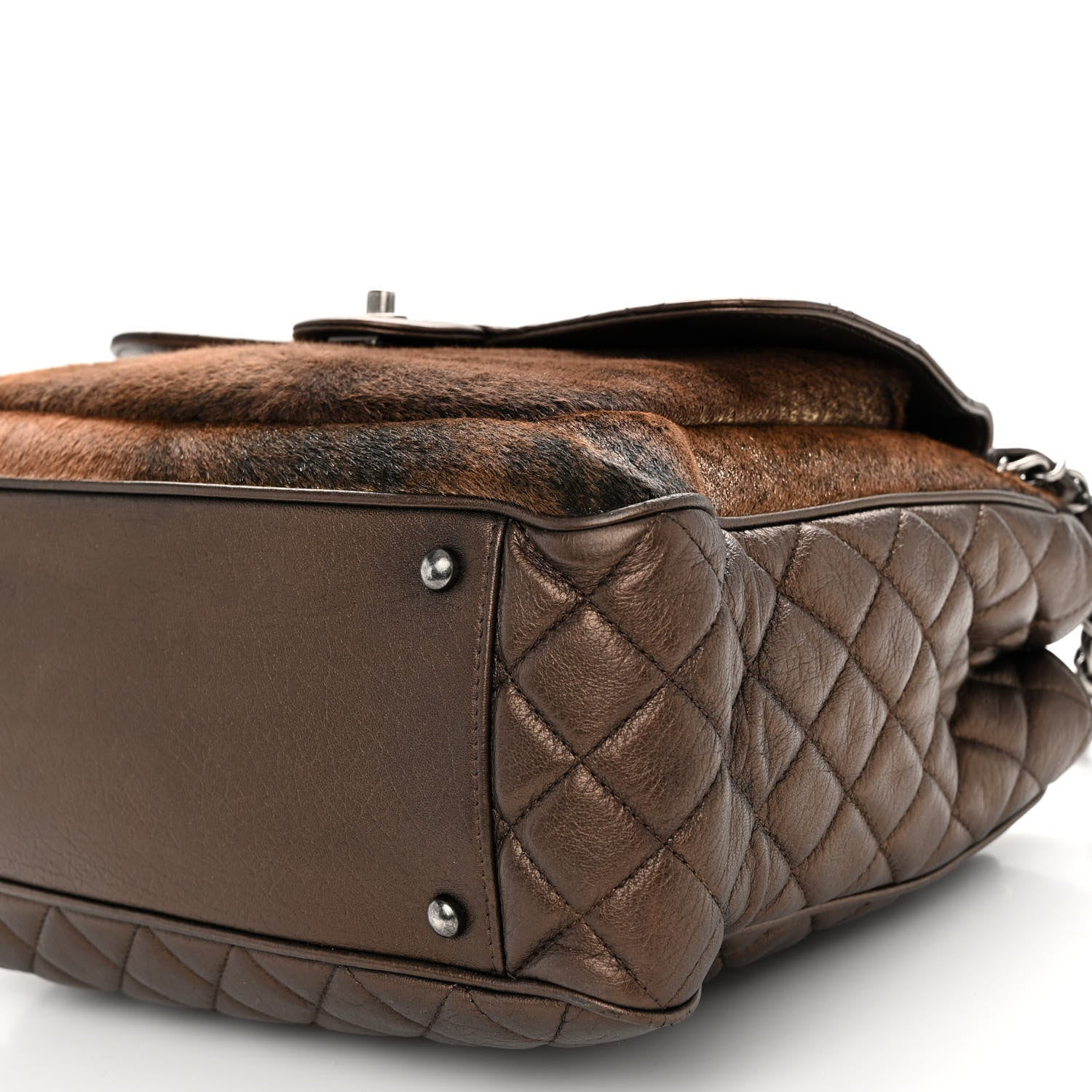 Chanel Metallic Lambskin Pony Hair Quilted Large Paris-Salzburg Front Flap Tote Bronze 12 of 14