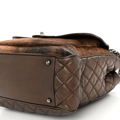 Chanel Metallic Lambskin Pony Hair Quilted Large Paris-Salzburg Front Flap Tote Bronze 12 of 14
