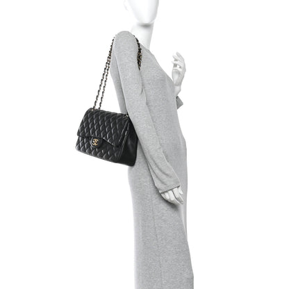 Chanel Lambskin Quilted Jumbo Double Flap Black 2 of 10