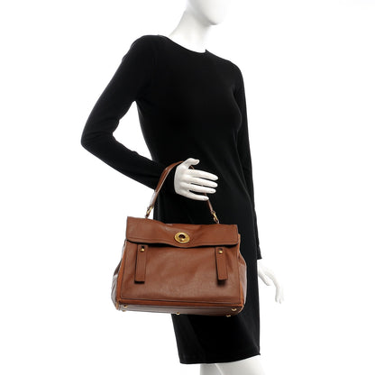 Saint Laurent Calfskin Canvas Medium Muse Two Brown 3 of 14