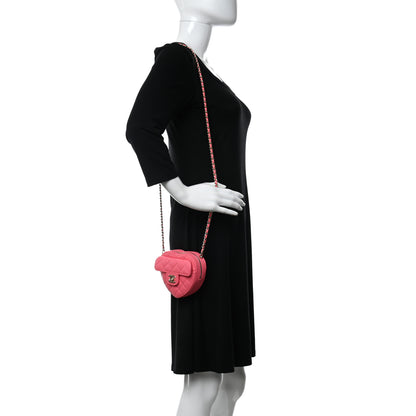 Chanel Lambskin Quilted CC In Love Heart Clutch With Chain Pink 2 of 11