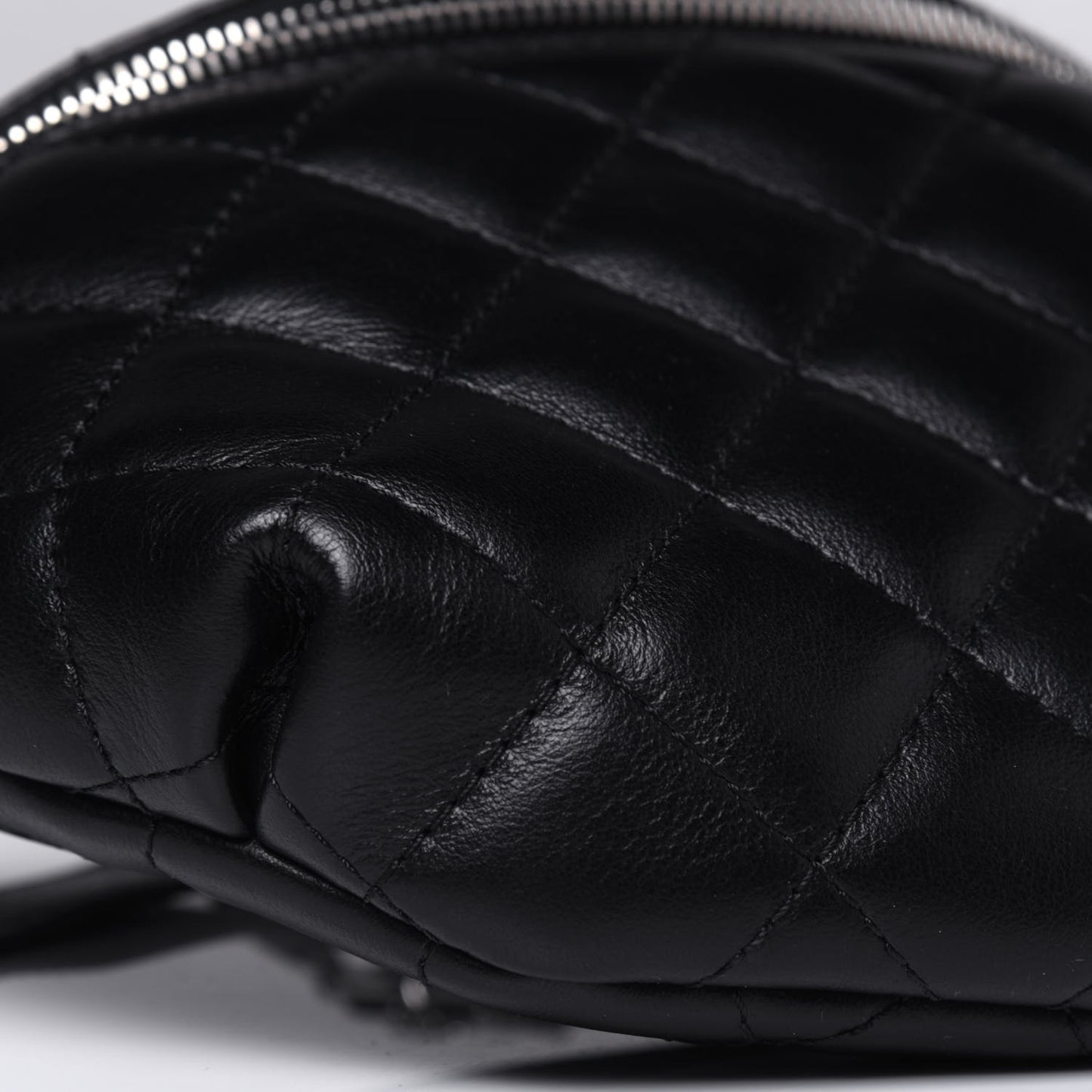 Calfskin Quilted Waist Belt Bag Black