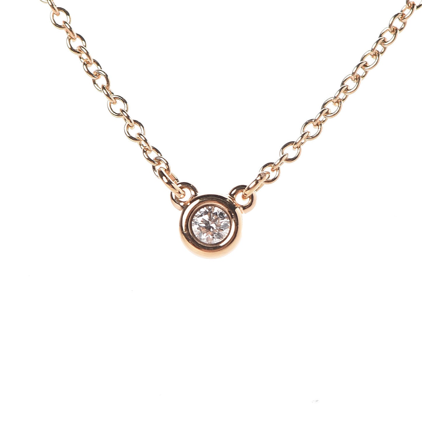 18K Rose Gold Diamond .03ct Elsa Peretti Diamonds by the Yard Pendant Necklace