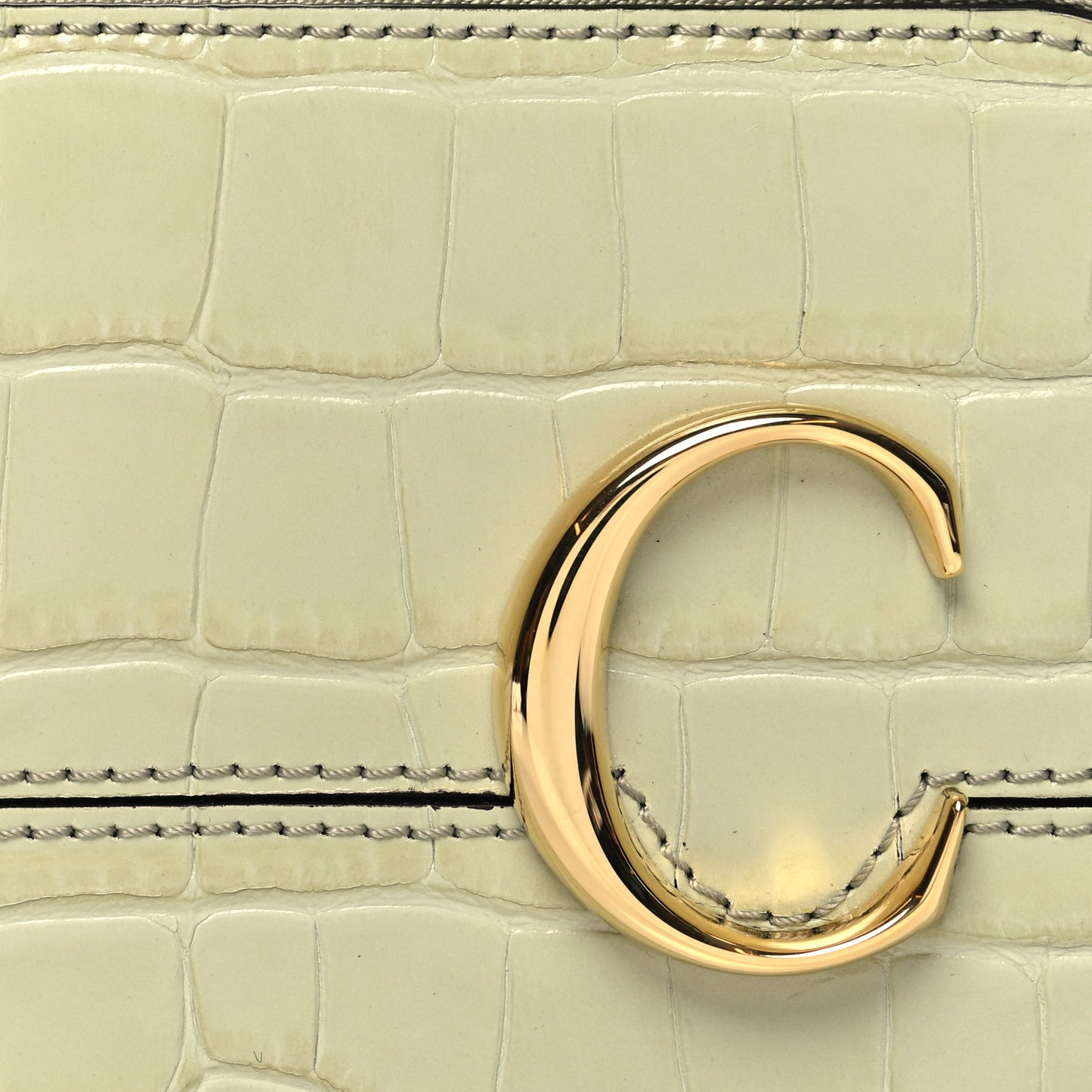 Calfskin Crocodile Embossed Mini C Vanity Bag Light Eucalyptus