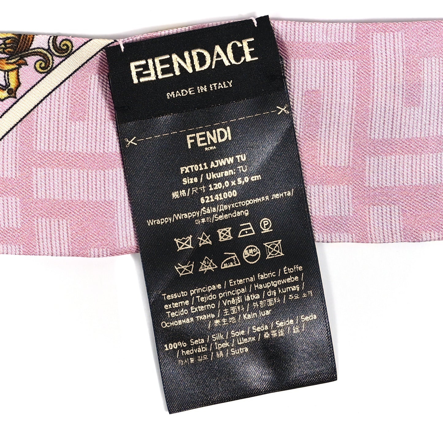 X VERSACE Silk FF Baroque Fendace Wrappy Scarf Rosa Tabacco